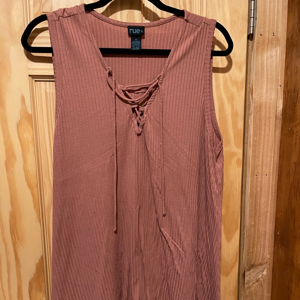 Mauve Lace Up Tank Top